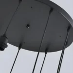 High-quality black finish metal ceiling canopy for secure staircase chandelier installation.