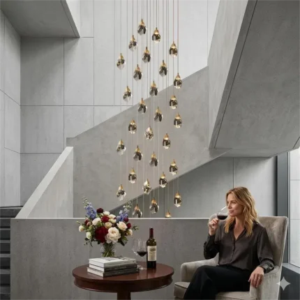 Modern Crystal Chandelier Raindrop Waterfall Design
