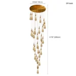 Dimensions for the 28-heads grand staircase chandelier with 78-inch total length and adjustable cables.