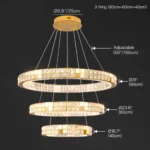 Size Specifications for 3-Ring Modern Chandeliers for Foyer (31" + 23.6" + 15.7")