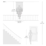 Size 1 dimensions guide showing 31.5-inch width and 79-inch height for high-ceiling staircases.