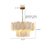 Size 1 dimension guide for alabaster chandelier Width 23 inch Height 12.6 inch