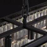 Rectangular Crystal Chandelier in Black Finish for Upscale Home Decor