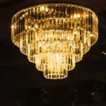 Black Tiered Crystal Chandelier with Brilliant Warm Light Effect