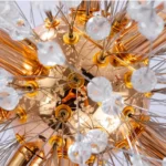 Close-up View of Champagne Gold Finish and Stable Round Base on a Crystal Floor Lamp