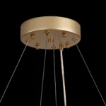 Close-up of Brass Finished Ceiling Canopy for Drum Crystal Chandelier