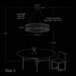 Extra large Size 4 crystal chandelier specifications with 39.4-inch width for grand foyers.