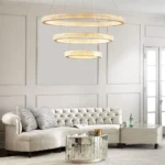Luxury Gold 3-Ring Chandelier for Contemporary Living Room