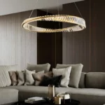 Gold LED Ring Chandelier as a Focal Point for Contemporary Living Room