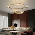 Irregular Ring LED Chandelier Emitting an Elegant Warm Glow