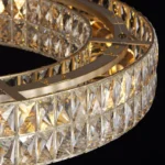 Detailed View of Premium Metal Frame and K9 Crystals on Drum Chandelier