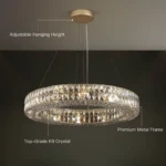 Top-Grade K9 Crystal Drum Chandelier with Adjustable Hanging Hardware