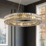 Large Crystal Chandelier with Luxury Drum Round Design for Grand Spaces