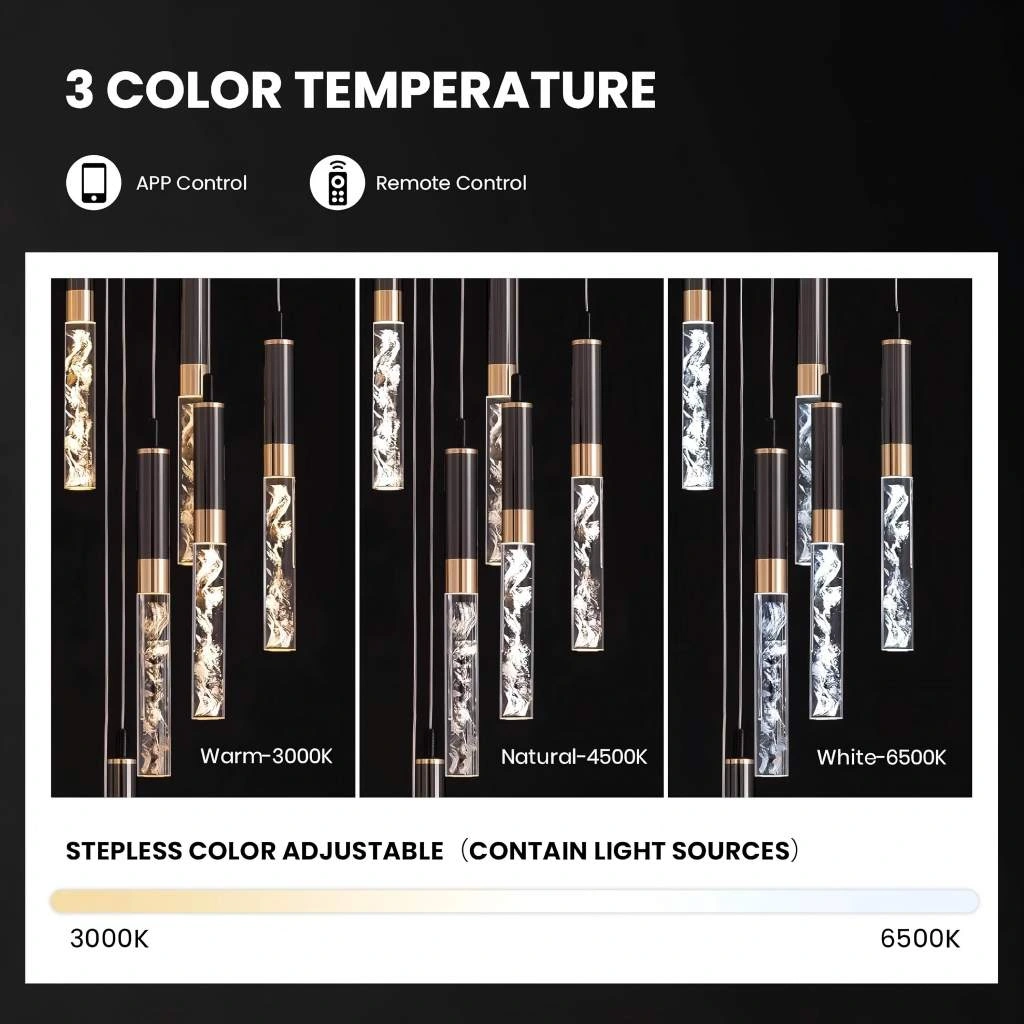 Large Foyer Chandelier 3 Color Temperature Modes with App Control