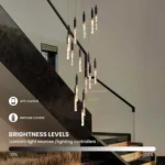 Large Foyer Chandelier Adjustable Brightness via Smartphone App