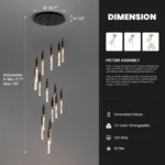 Large Foyer Chandelier Detailed Dimensions and Fixture Assembly Steps
