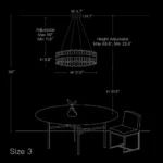 Large Size 3 round crystal chandelier dimensions with 31.5-inch width for dining rooms.