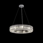 Large Silver Crystal Chandelier with Chrome Finish Drum Ring Design