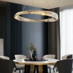 Round LED Ring Chandelier Displayed in Living and Dining Areas