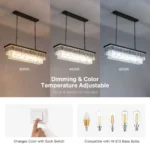 Linear Crystal Chandelier with Adjustable Color Temperature LED Bulbs