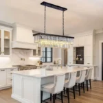 Linear Crystal Chandelier Providing Bright Lighting for Kitchen Counters