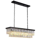 Linear Crystal Pendant Light with Durable Black Metal Housing