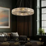 Luxury Drum Crystal Chandelier in Gold Finish with Premium K9 Crystals