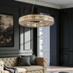Luxury Round Crystal Chandelier Creating a Focal Point in a Living Area
