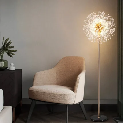 Mid Century Modern Crystal Floor Lamp for Quiet Luxury Living Room Decor