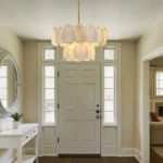 Modern alabaster lighting fixture for high-end foyer entrance and residential hallway