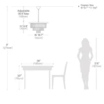 Dimensions Guide for 3 Tier Modern Black Chandelier (19.7" x 13.8")