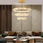 Luxury 3-Ring Modern Chandeliers for Foyer with Grand Tiered Crystal Layers