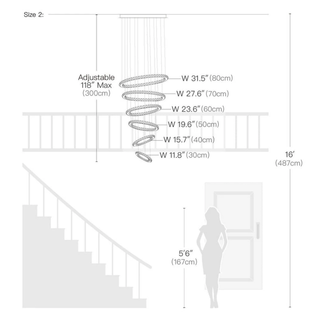 Modern Crystal Chandelier Dimensions and Size 2 Chart