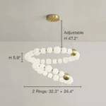 32 Inch Modern Gold Chandelier Dimensions and Spiral Scale Guide