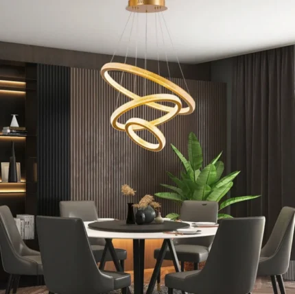 Modern Ring Chandelier in Minimalist Dining Room