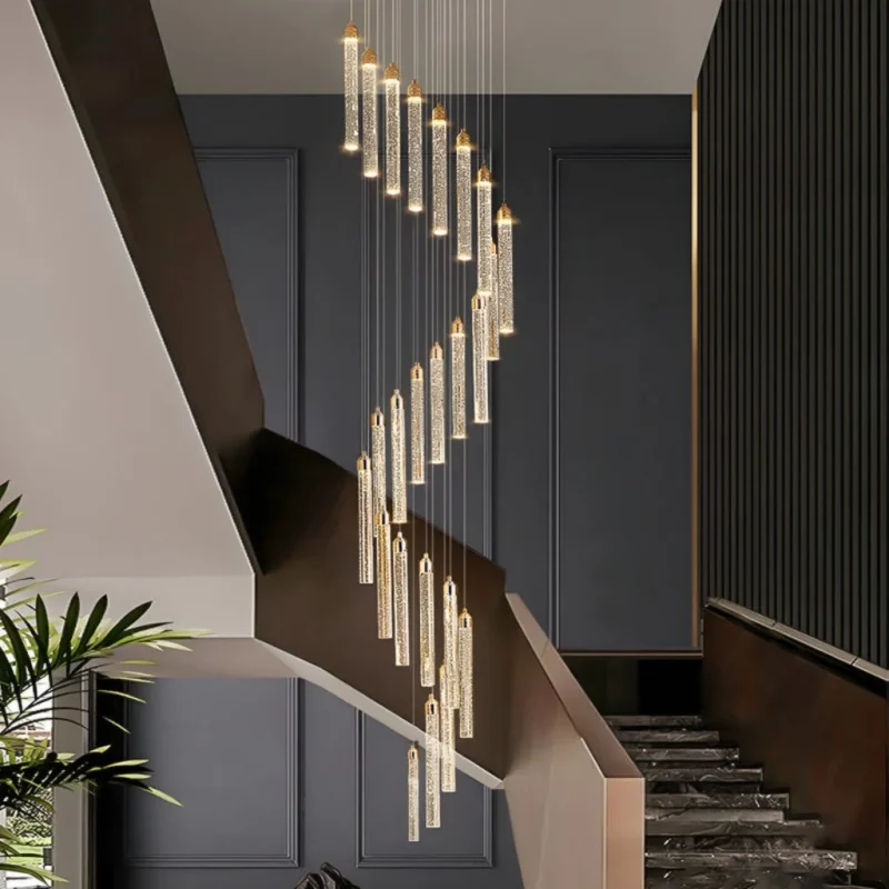 Modern Staircase Chandelier in Luxury 3 Story Foyer