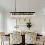 Rectangular Crystal Chandelier in Black Finish for Upscale Home Decor