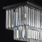 Close-up Details of Rectangular Crystal Chandelier Tiered Layers