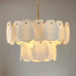 Modern Alabaster Chandelier 1 Luxury Round Gold Pendant - Image 10