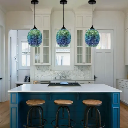 Unique Pendant Lights for Kitchen Island 3-Pack over Blue Island
