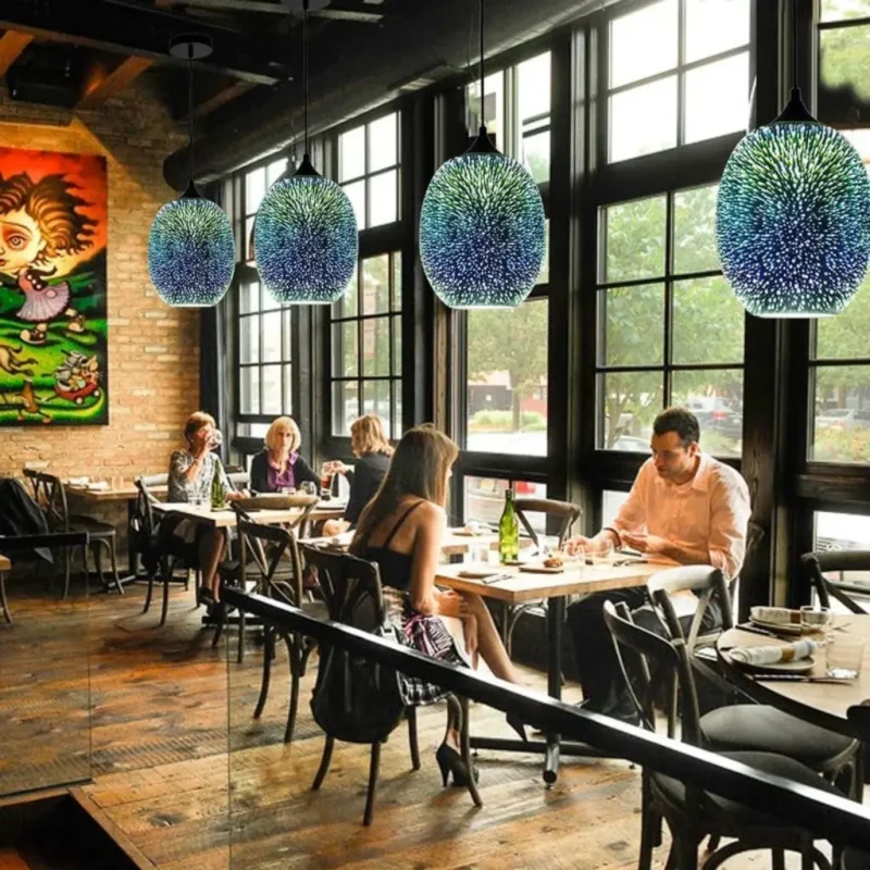 Unique Pendant Lights for Kitchen Island 3D Fireworks Art