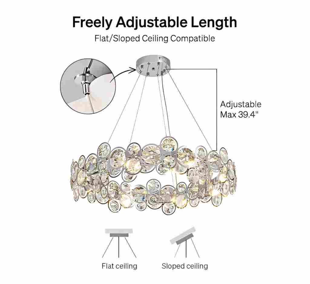 Vintage Crystal Chandelier Size and Height Specifications