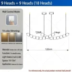 Beaded chandelier linear K9 crystal stainless steel 18 heads for restaurant and bar counter
