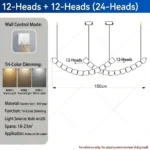 Beaded chandelier linear K9 crystal stainless steel 24 heads for restaurant and bar counter