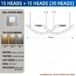 Beaded chandelier linear K9 crystal stainless steel 30 heads for dining room and bar counter