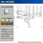 Beaded chandelier necklace K9 crystal stainless steel 186 heads for grand duplex foyer