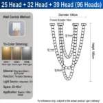 Beaded chandelier necklace K9 crystal 25 32 39 heads total 96 heads
