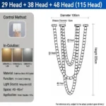 Beaded chandelier waterfall K9 crystal 29 38 48 heads total 115 heads