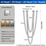 Beaded chandelier waterfall K9 crystal 43 53 65 heads total 161 heads