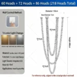 Beaded chandelier waterfall K9 crystal 60 72 86 heads total 218 heads
